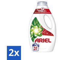 Ariel +Ultra - Vlekverwijderaar & Vloeibaar Wasmiddel - Witte en Gekleurde Was - 31 Wasbeurten - Voordeelverpakking - 2 stuks