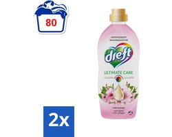 Dreft - Ultimate Care - Wasverzachter - Roze Bloem - Anti-Veroudering - 40 Wasbeurten - Voordeelverpakking - 2 stuks