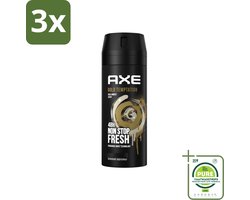 3 x Axe - Deodorant Bodyspray - 48hrs Non Stop Fresh - Gold Temptation - Gold Amber - 150 ml - Grootverpakking - Deodorant - Bodyspray - Geurbescherming - Frisheid - Citrusgeur