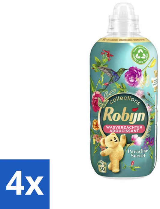 Robijn Collections - Wasverzachter - Paradise Secret - Biologisch Afbreekbaar - 1,25L - 50 Wasbeurten - Voordeelverpakking - 4 stuks