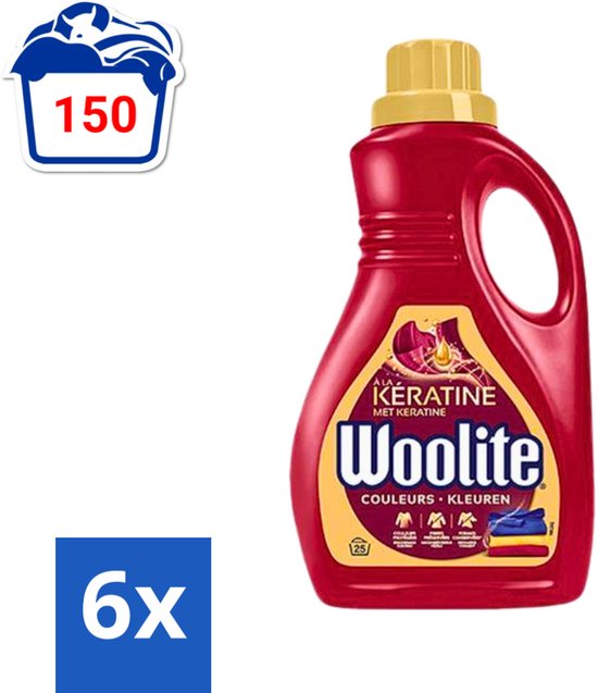 Woolite Wasmiddel Color met Keratine 25 wasbeurten 1,5 liter - Voordeelverpakking - 6 stuks
