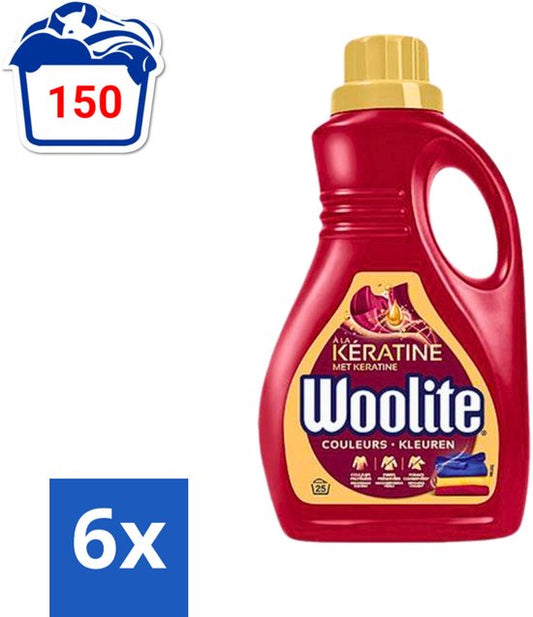 Woolite Wasmiddel Color met Keratine 25 wasbeurten 1,5 liter - Voordeelverpakking - 6 stuks