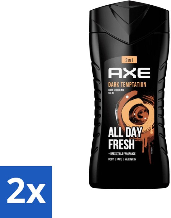 Axe - 3-in-1 Douchegel - Dark Temptation - Dark Chocolate - 250 ml - Voordeelverpakking - 2 stuks