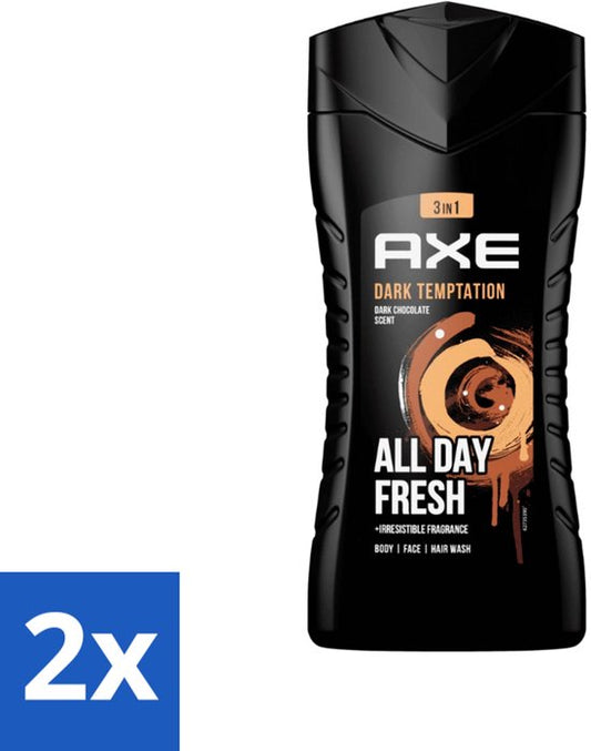 Axe - 3-in-1 Douchegel - Dark Temptation - Dark Chocolate - 250 ml - Voordeelverpakking - 2 stuks