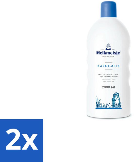 Melkmeisje Bad en Douche Crème Karnemelk 2000 ml - Voordeelverpakking - 2 stuks