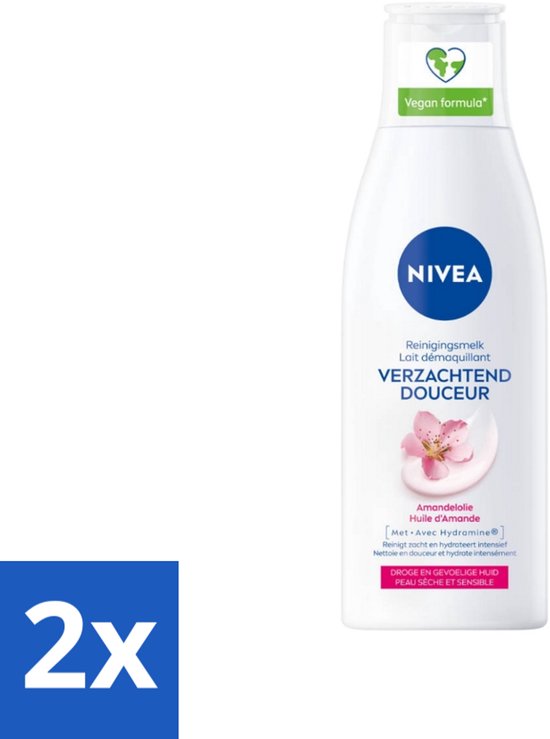 Nivea - Gezichtsreiniger - Droge en Gevoelige Huid - Amandelolie - Hydramine - 200 ml - Voordeelverpakking - 2 stuks