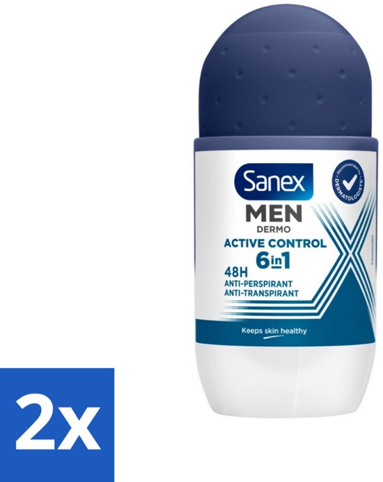 Sanex Men - Deodorant - Roller - Active Control - 50 ml - Voordeelverpakking - 2 stuks