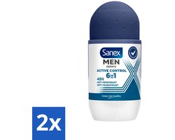 Sanex Men - Deodorant - Roller - Active Control - 50 ml - Voordeelverpakking - 2 stuks