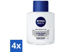 Nivea Men - Skin Protection After Shave Lotion - Silver Protect - 100 ml - Voordeelverpakking - 4 stuks