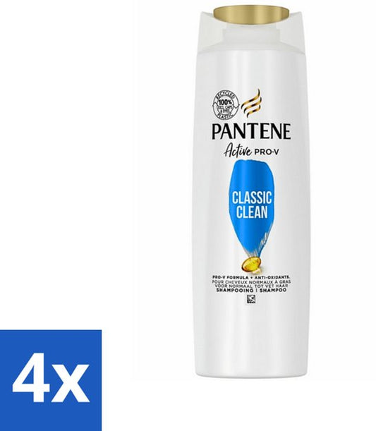 Pantene - Shampoo - Classic Clean - Verfrissende Reiniging - Voor Normaal Haar - 225 ml - Voordeelverpakking - 4 stuks