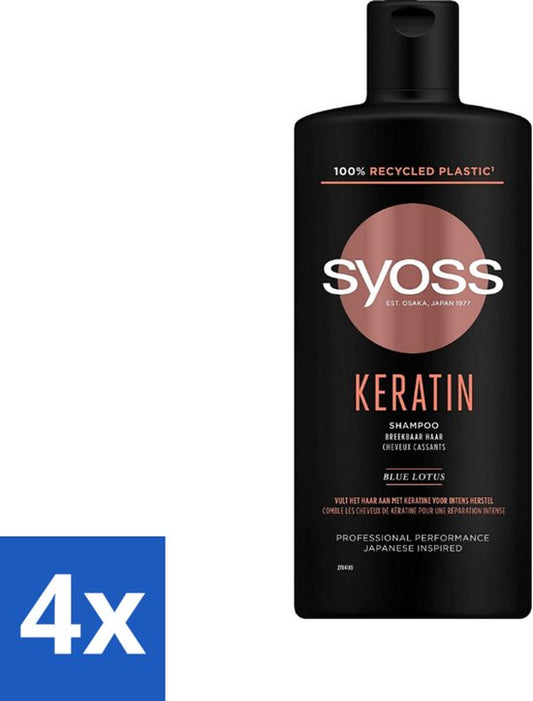 Syoss Keratin Shampoo - Shampoo - Keratine - 440 ml - Voordeelverpakking - 4 stuks