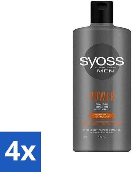 Syoss Men Power Shampoo - Shampoo - Versterkend - 440 ml - Voordeelverpakking - 4 stuks