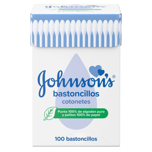 Johnson's - Wattenstaafjes - 100% Cotton Tips - 100% Paper Sticks - 100 Stuks
