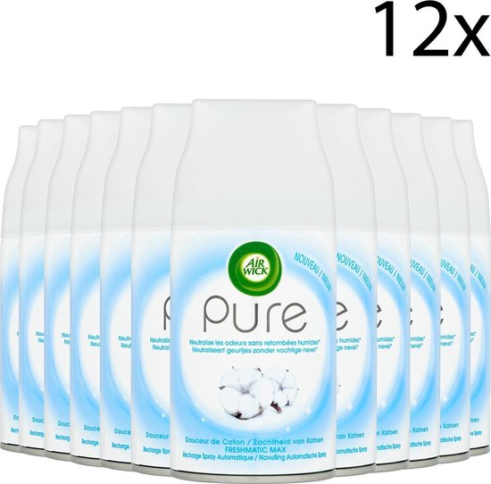 Air Wick Freshmatic Automatische Spray Luchtverfrisser - Pure Zachtheid van Katoen - Navulling 250ml x12