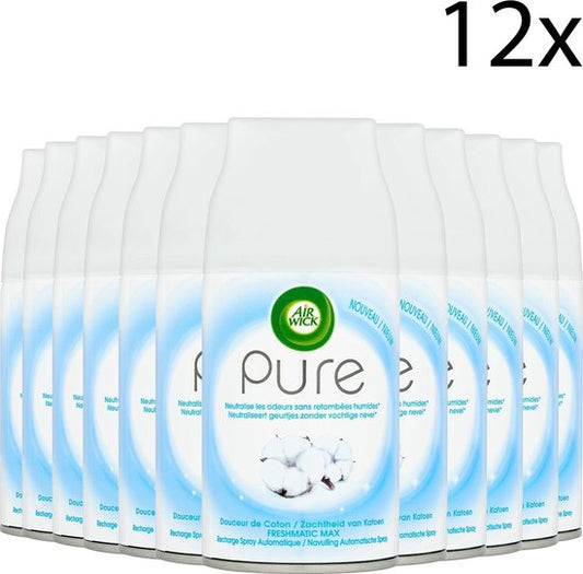 Air Wick Freshmatic Automatische Spray Luchtverfrisser - Pure Zachtheid van Katoen - Navulling 250ml x12
