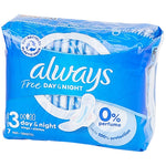 Always Free Day & Night - Maandverband - 3 Day & Night With Wings - 0% Perfume - 7 Stuks