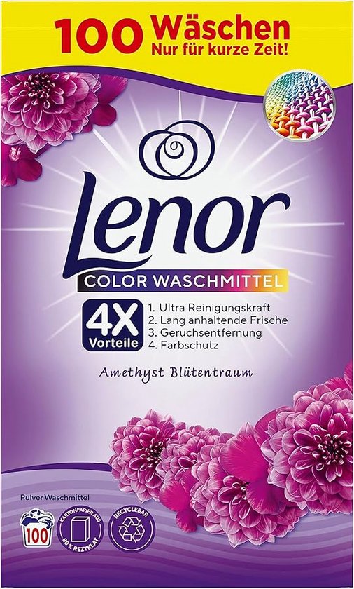 LENOR WASPOEDER AMETHIS & BLOEMEN BOEKET VOOR KLEURWAS 100 WASBEURTEN 6 KG