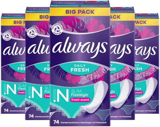 5x Always Daily Fresh Inlegkruisjes Normal 74 stuks