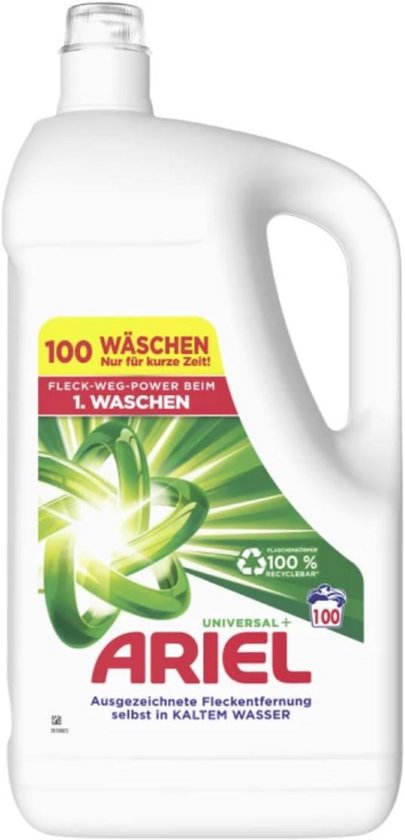 Ariel Vloeibaar wasmiddel, 100 wasbeurten, universeel, krachtige vlekverwijdering, al vanaf de 1 wasbeurt - 5liter