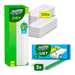 Swiffer - Vochtige Vloerdoekjes - Gemengde Doos - 120Pcs Navulling Dry & 3Pcs Wet Floor Wipes - 123 Stuks