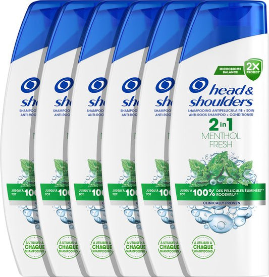 Head & Shoulders Menthol Fresh 2-in-1 - Anti-Roos Shampoo - Verfrissende Mentholgeur - Voordeelverpakking 6 x 300 ml