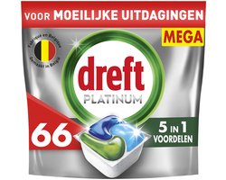 Dreft Platinum All In One Vaatwastabletten - Original - 66 Capsules