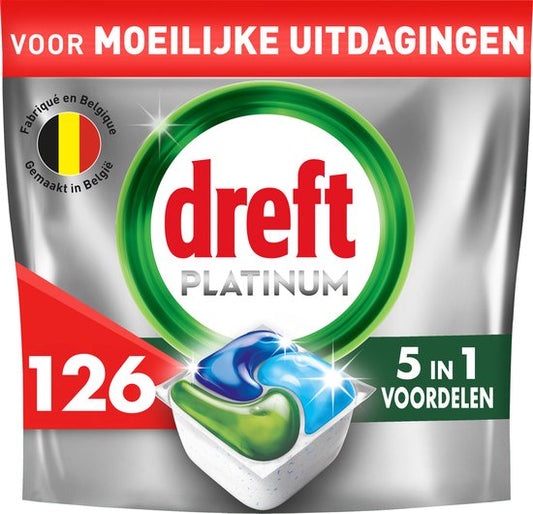Dreft Platinum All In One Vaatwasmiddel - Original - Voordeelverpakking 6 x 21 Vaatwastabletten