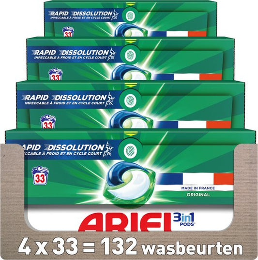 Ariel 3in1 Wasmiddel Pods Original - 4 x 33 stuks - Voordeelverpakking
