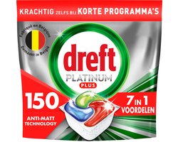 Dreft Platinum Plus All In One Vaatwasmiddel - Anti-Dofheidstechnologie - 150 Vaatwastabletten