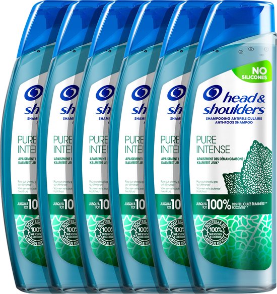 Head & Shoulders Pure Intense Kalmeert Jeuk - Anti-roos shampoo - Met Pepermunt - Voordeelverpakking 6 x 250 ml