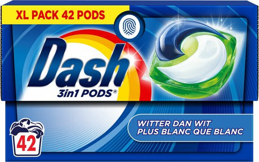 Dash Wasmiddelcapsules 3in1 Pods Witter dan Wit - 42 stuks
