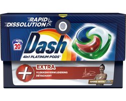 Dash 4-in-1 Platinum PODS Wasmiddel – Extra Vlekkenverwijdering – 20 Wasbeurten