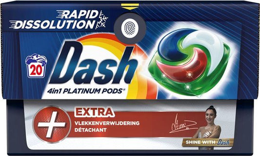 Dash 4-in-1 Platinum PODS Wasmiddel – Extra Vlekkenverwijdering – 20 Wasbeurten
