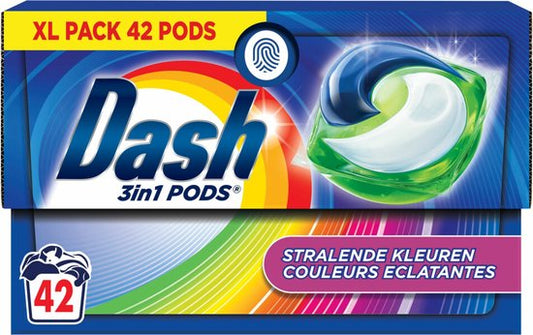 Dash Wasmiddelcapsules 3in1 Pods Stralende Kleuren - 4 x 42 stuks - Voordeelverpakking