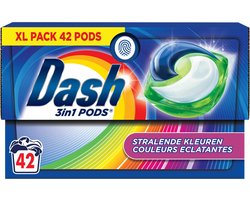 Dash Wasmiddelcapsules 3in1 Pods Stralende Kleuren - 4 x 42 stuks - Voordeelverpakking