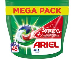 Ariel 4in1 Wasmiddel Pods +Ultra Vlekverwijderaar - 45 Capsules