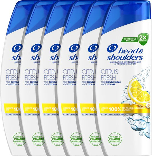 Head & Shoulders Citrus Fresh - Anti-Roos Shampoo - Voor Vet Haar - Dagelijks Gebruik - Voordeelverpakking 6 x 300 ml