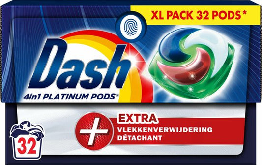 Dash Wasmiddelcapsules 4in1 Pods +Extra Vlekkenverwijderaar 32 stuks