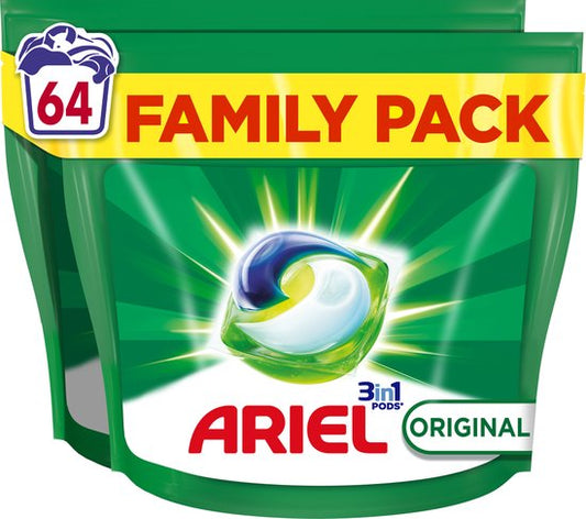 Ariel 3in1 Wasmiddel Pods Original - 64 Capsules