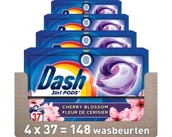 Dash 3in1 PODS - Kersenbloesem - Wasmiddelcapsules - Voordeelverpakking 4 x 37 Wasbeurten