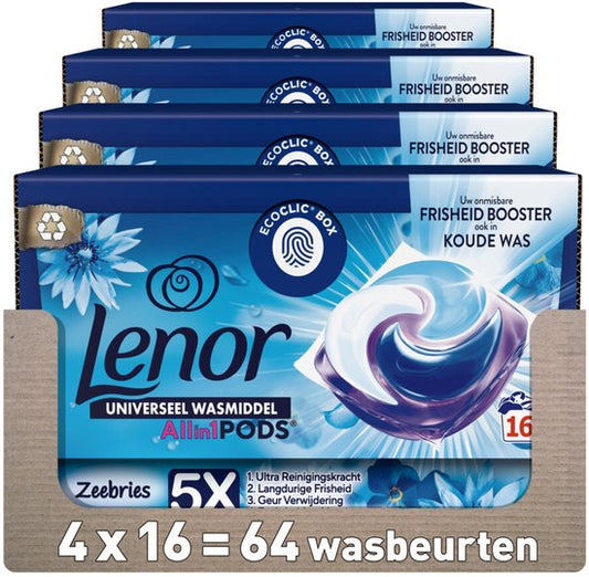 Lenor Wasmiddel Pods - Zeebries - 4 x 16 stuks