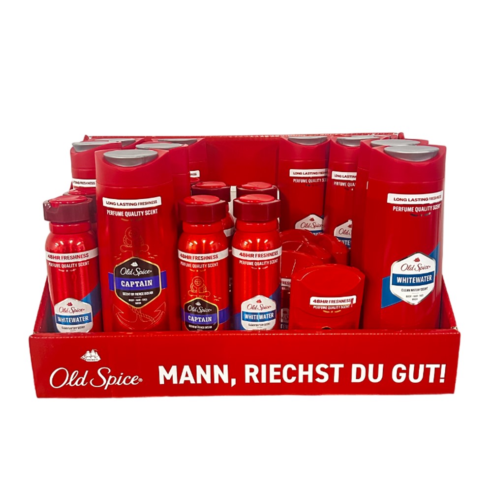 Old Spice - Display - Douchegel + Shampoo + Deodorant Spray/Stick - 6 Assortimenten - 25 Stuks