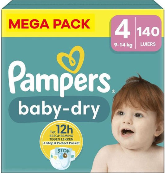 Pampers - Baby Dry - Maat 4 - Mega Pack - 140 stuks - 9/14 KG