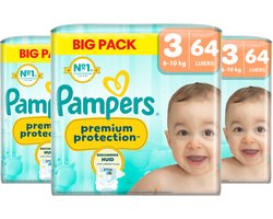 Pampers Premium Protection Maat 3 luiers - 3 x 64 stuks - 6kg tm 10kg