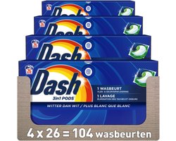 Dash 3in1 Wasmiddel Pods - 4 x 26 Wasbeurten - Witter Dan Wit
