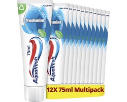 Aquafresh Freshmint - Tandpasta - Voor het hele gezin - Bescherming tegen suikerzuur - Fluoride formule - 12x 75ml