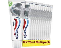 Aquafresh Tandsteen Controle – Tandpasta – Gezonde tanden – Recyclebare tube & dop – Voordeelverpakking 12×75 ml