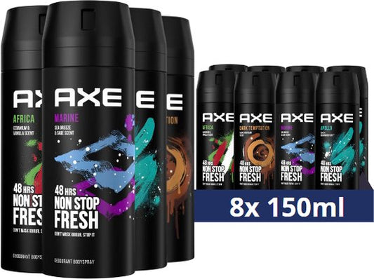 AXE Deodorant Bodyspray Mix Set- 8 stuks - Voordeelverpakking