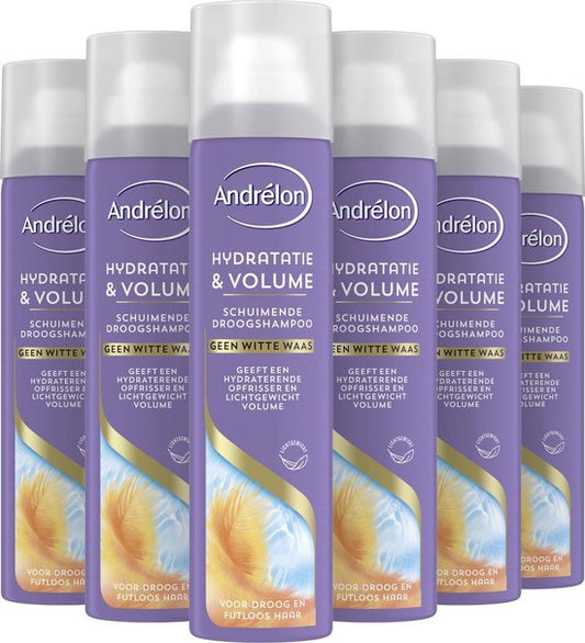 Andrélon Special Schuimende Droogshampoo - Hydratatie & Volume - voor pluisvrij haar zonder witte waas - 6 x 300 ml