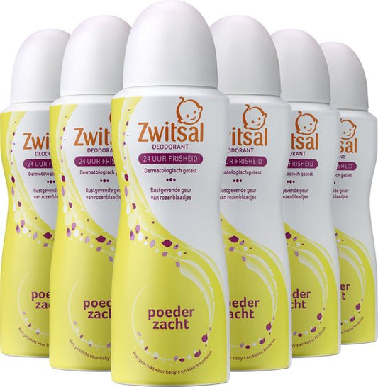 Zwitsal Poederzacht Deodorant Spray - 6 x 100 ml - Voordeelverpakking